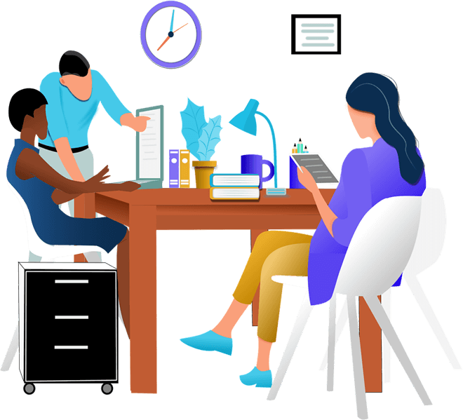 Business strategy meeting for revenue systems consulting